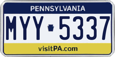PA license plate MYY5337