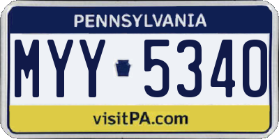 PA license plate MYY5340
