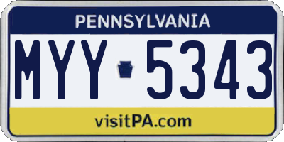 PA license plate MYY5343