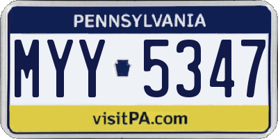 PA license plate MYY5347