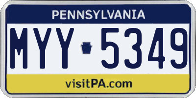 PA license plate MYY5349