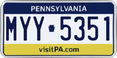 PA license plate MYY5351