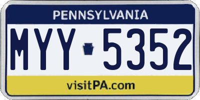 PA license plate MYY5352