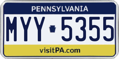 PA license plate MYY5355