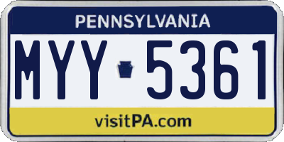 PA license plate MYY5361