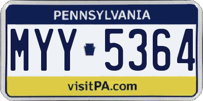 PA license plate MYY5364