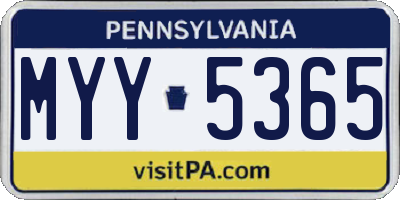 PA license plate MYY5365