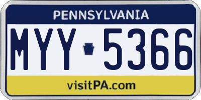 PA license plate MYY5366