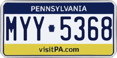 PA license plate MYY5368