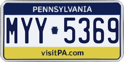 PA license plate MYY5369