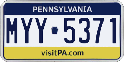 PA license plate MYY5371