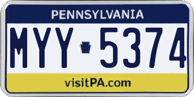 PA license plate MYY5374