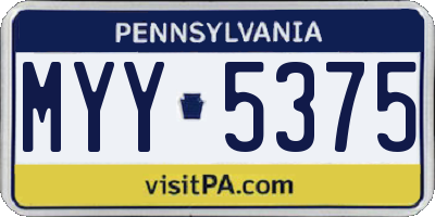 PA license plate MYY5375