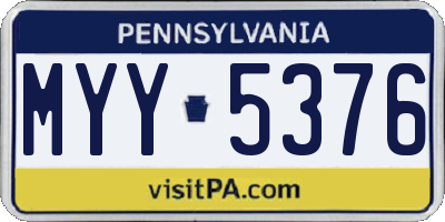 PA license plate MYY5376