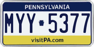 PA license plate MYY5377
