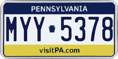 PA license plate MYY5378