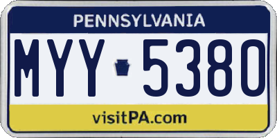 PA license plate MYY5380