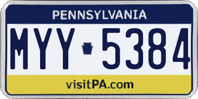 PA license plate MYY5384