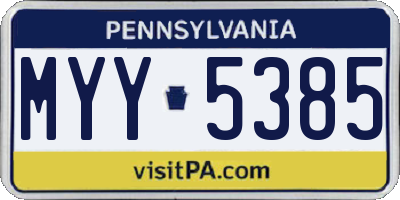 PA license plate MYY5385