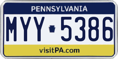 PA license plate MYY5386