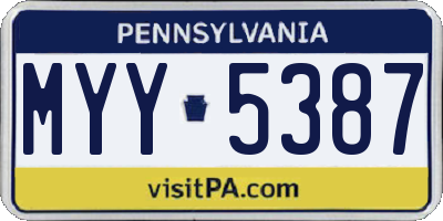 PA license plate MYY5387