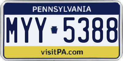 PA license plate MYY5388
