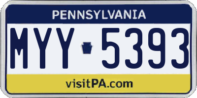 PA license plate MYY5393