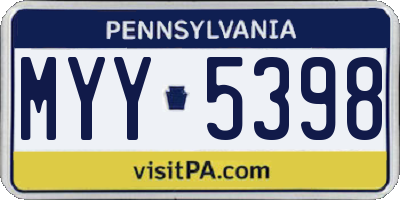 PA license plate MYY5398