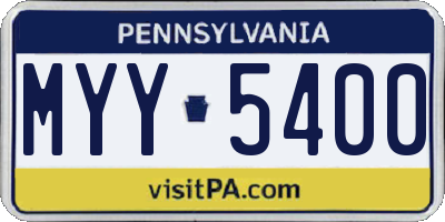 PA license plate MYY5400