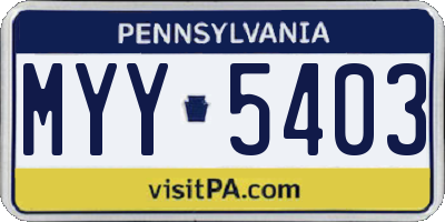 PA license plate MYY5403