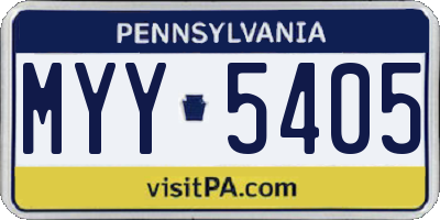 PA license plate MYY5405