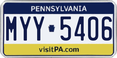 PA license plate MYY5406