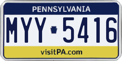 PA license plate MYY5416