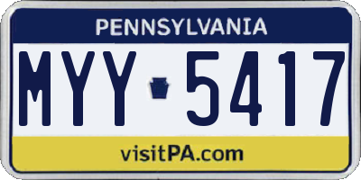 PA license plate MYY5417