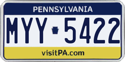 PA license plate MYY5422