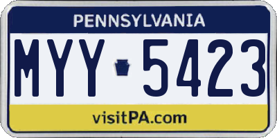 PA license plate MYY5423