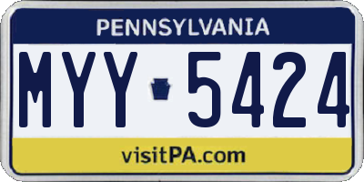 PA license plate MYY5424