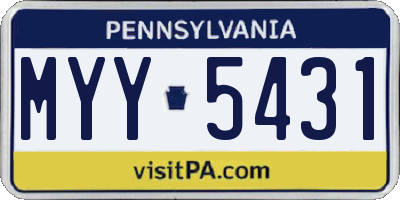 PA license plate MYY5431