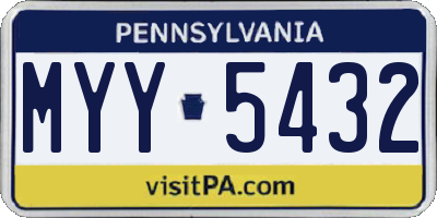 PA license plate MYY5432
