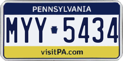 PA license plate MYY5434