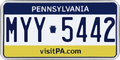PA license plate MYY5442