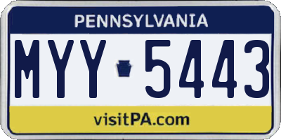 PA license plate MYY5443