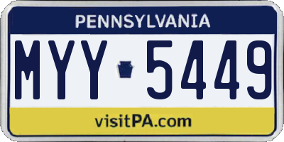 PA license plate MYY5449