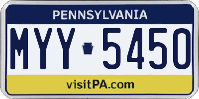 PA license plate MYY5450