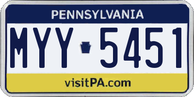 PA license plate MYY5451