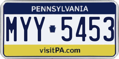 PA license plate MYY5453
