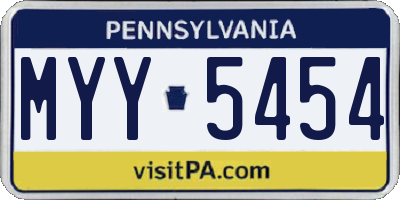 PA license plate MYY5454
