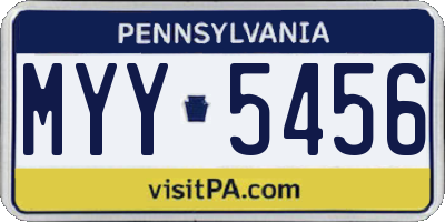 PA license plate MYY5456