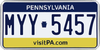 PA license plate MYY5457