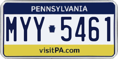 PA license plate MYY5461